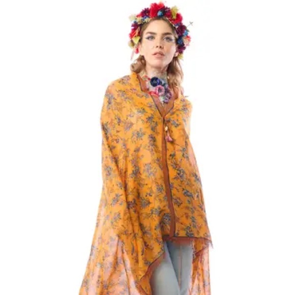 ARATTA A sparkle floral mesh shawl/ sheer shawl wrap